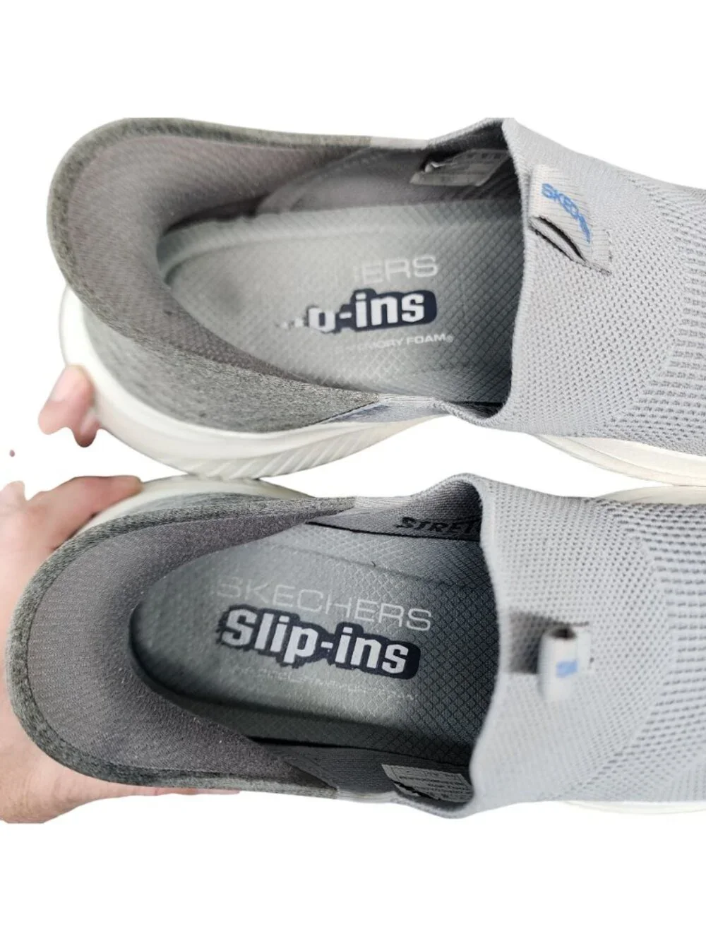 Skechers Shoes Mens Size 12 Gray Slip Ins Hands Free Slip On Sneakers *Read*